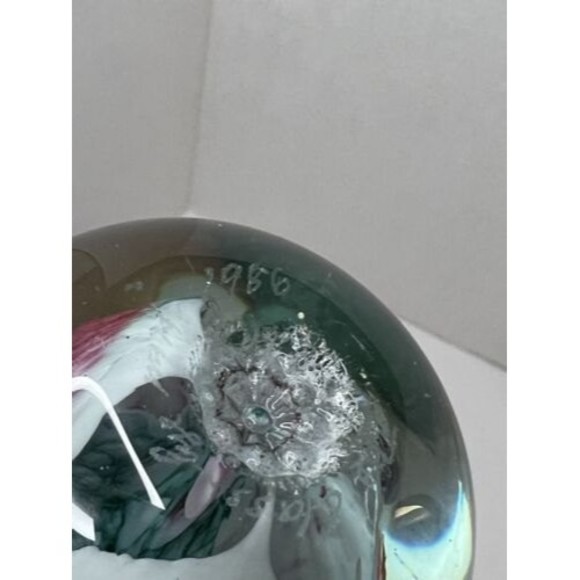 VTG Glass Eye Studio GES 1986 Flower Pink Lily Art Glass Paperweight Stunning - Picture 6 of 7